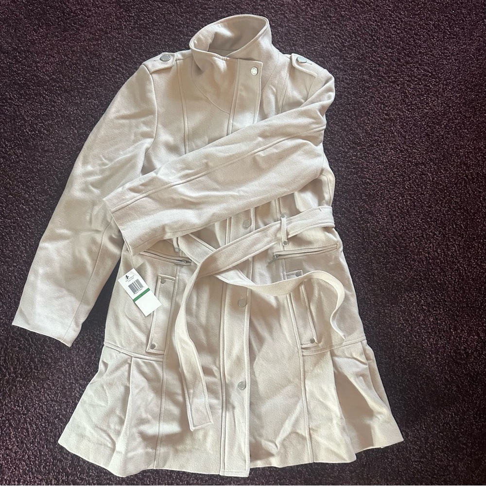 Calvin Klein Beige Wool Trench Coat BNWT